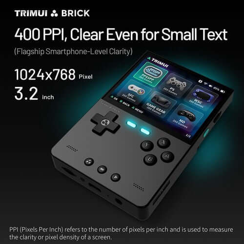 Trimui Brick Handheld Game Console, 256GB TF Card, 3.2-inch 1024*768 IPS Screen, 8GB eMMC Storage, 5 Hours Battery Life, Type-C Fast Charging