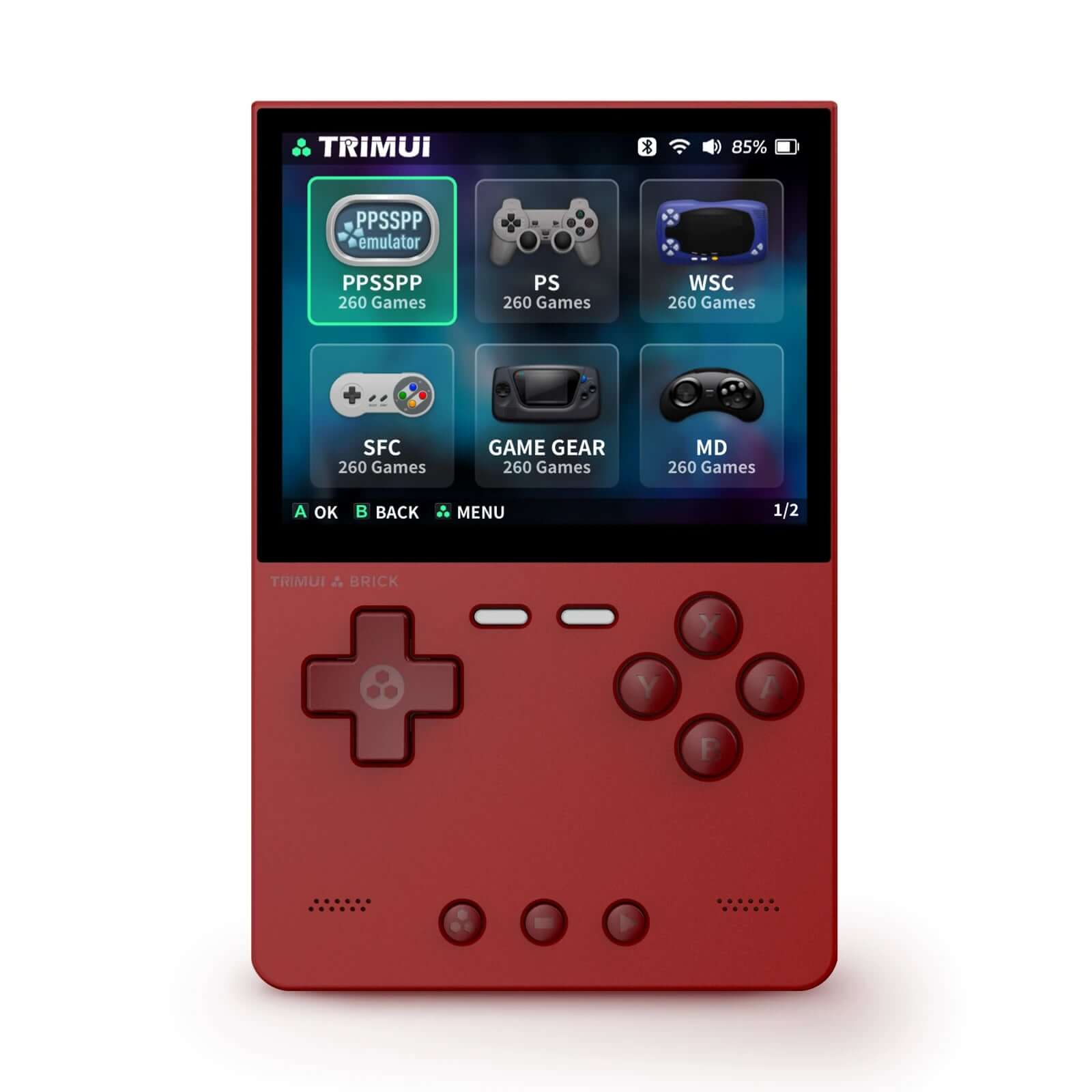 Trimui Brick Handheld-Spielkonsole, 256 GB TF-Karte, 3,2-Zoll-IPS-Bildschirm (1024 x 768), 8 GB eMMC-Speicher, 5 Stunden Akkulaufzeit, Typ-C-Schnellladung